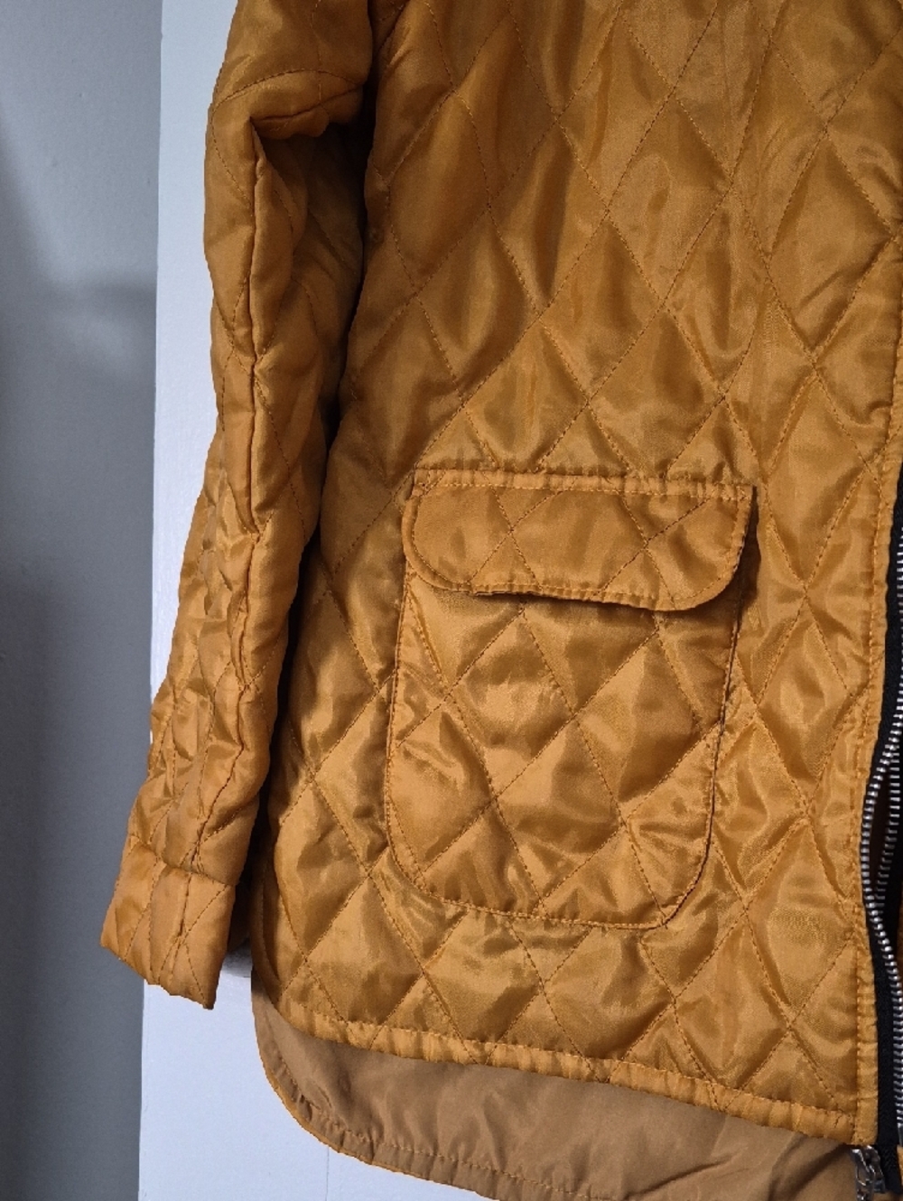 Quilted Mustard Yellow Light Quilted Zip-Up Jacket Coat With Pockets Med/large - Picture 2 of 10